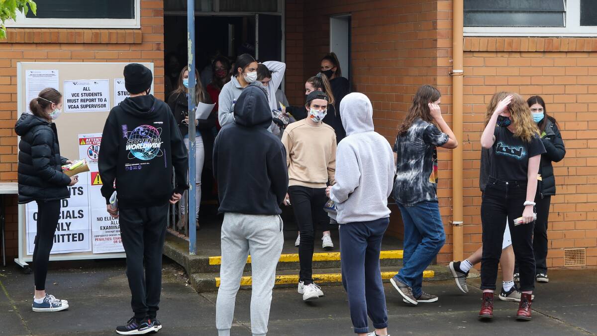 Warrnambool students emerging from the GAT exam this month. Picture: Morgan Hancock 