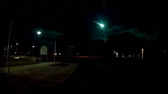 A screenshot from a YouTube video that is reportedly of the meteor that flew across the South East sky on the night of July 5. Picture: YouTube