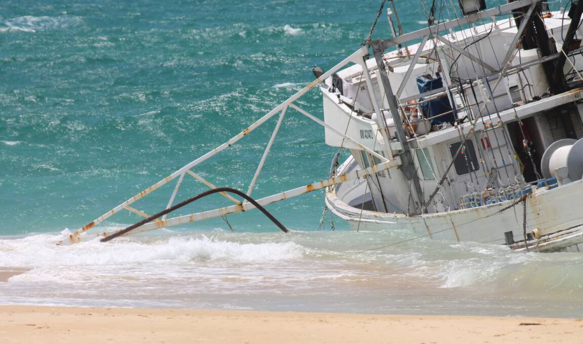 The fishing boat washed ashore at Haywards Beach, just north of Bermagui. 