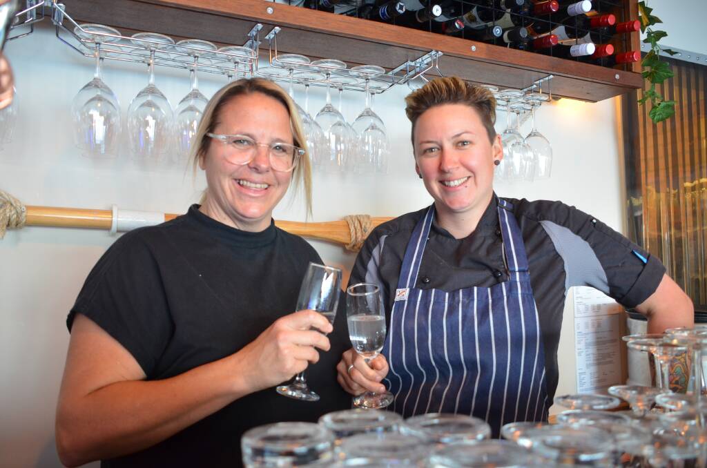 DOUGH-LIGHTED: Emma Corbett and Joanna Imrie of Sam's Pizzeria say 'cheers' to their recent award at the Restaurant and Catering Industry's Awards for Excellence.
