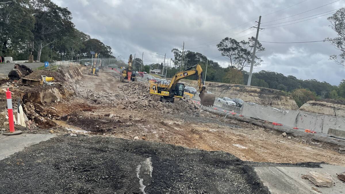 Work is being undertaken to widen and lower the southern side of Illaroo Road.
