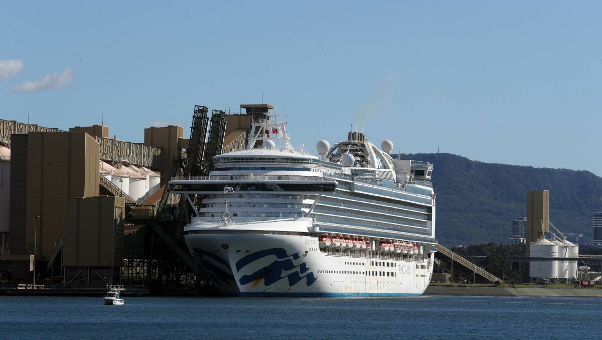 The Ruby Princess docked at Port Kembla. Photo: Robert Peet