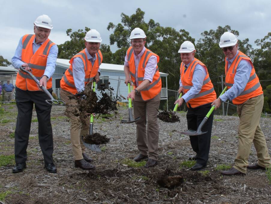 UNDERWAY: Work on the Nowra Veterans Wellbeing Centre will start next week with Minister for Veterans Affairs and Defence Personnel Andrew Gee (centre), turning the first sod with NSW Senator Jim Molan, Department of Veterans Affairs Repatriation Commissioner Don Spinks, State RSL president Ray James and RSL LifeCare director and navy veteran Trevor Robertson.