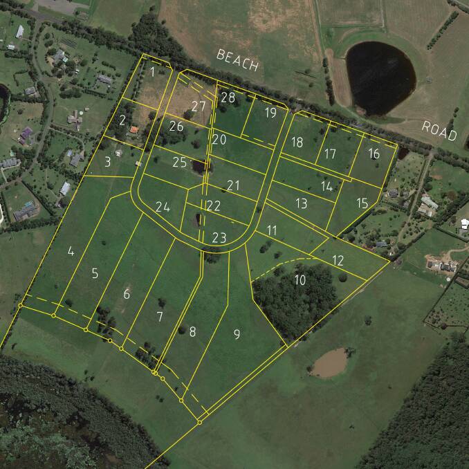 LAYOUT: The layout of the 28 lots at Serenity Ridge, off Beach Road, Berry. Photo: Supplied