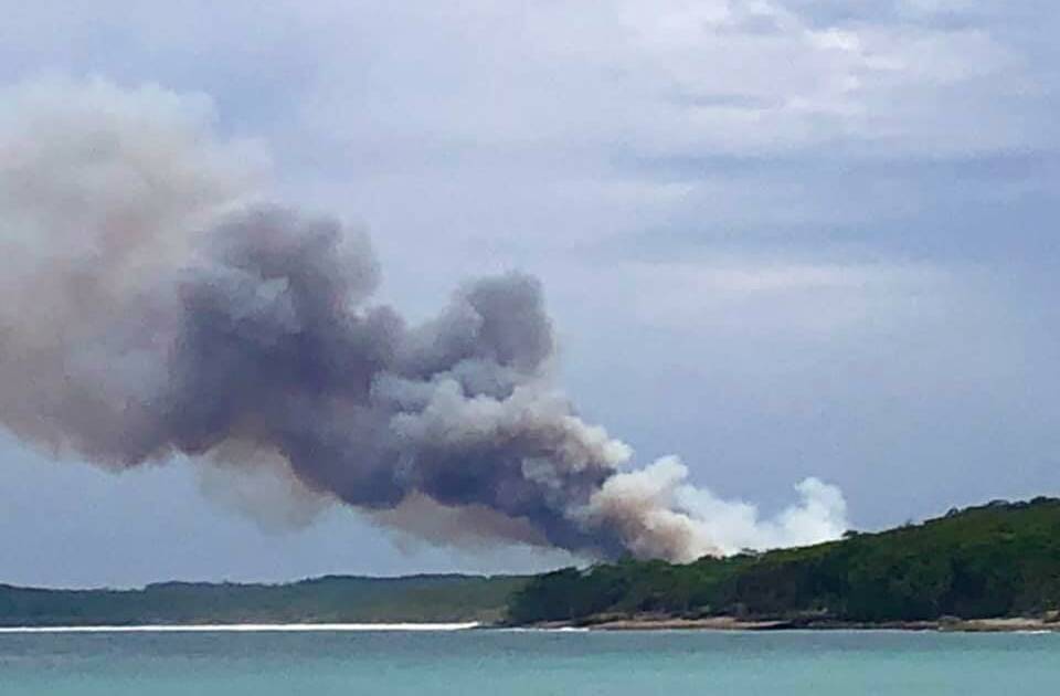 HUGE: The fire burnt out more than 340 hectares, captured from Nelsons Brach at Vincentia. Photo: Joanne Paquette 