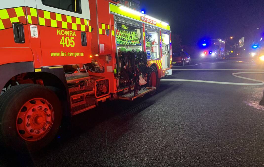 BIG RESPONSE: Fire and Rescue NSW crews for Shoalhaven 440, Nowra 405 and Berry 224 all attended the Bomaderry house fire. Image: Supplied