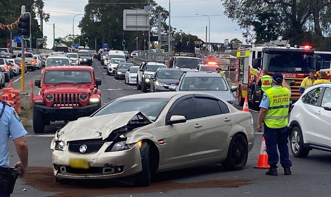 CRASH SITE: A critical incident investigation is underway after a man was injured in a crash with an alleged stolen car on the Princes Highway at Bomaderry following a police pursuit which began in the Lake Illawarra region.
