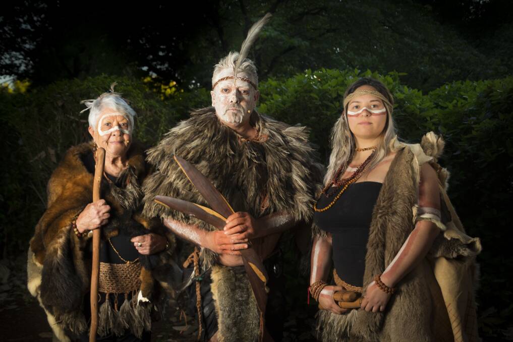 PROUD STANCE: Aunty Fay Carter with family members Rodney and Natasha. Aunty Fay has given evidence in the hope no-one will have to experience what her people have seen, ever again. Picture: NATASHA ROBERTS