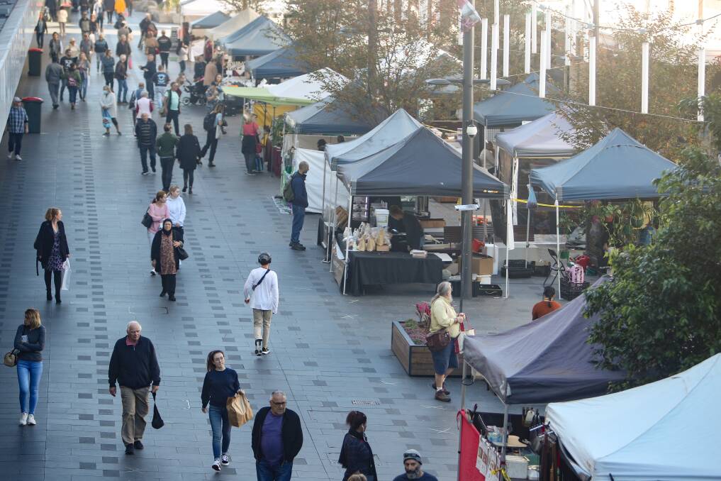 Friday market in Wollongong Mall in June 2020. Picture: Adam McLean.