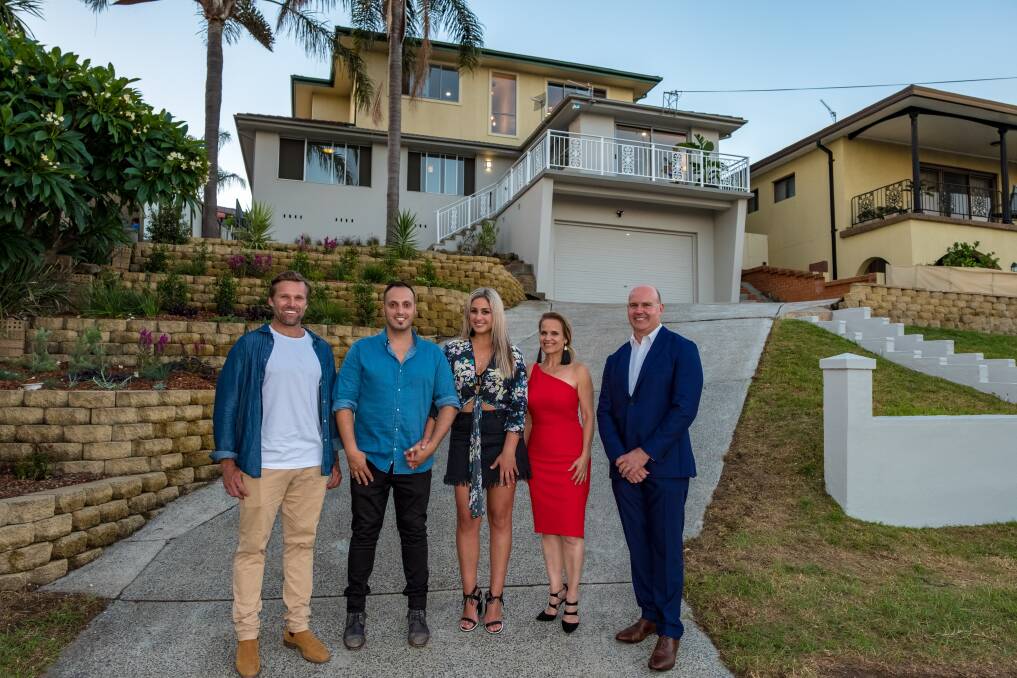 WINNING: Fotis and Jess Lambis (middle) answered endless questions on colour schemes and furnishings so the experts could find them a dream home. Pictures: Supplied