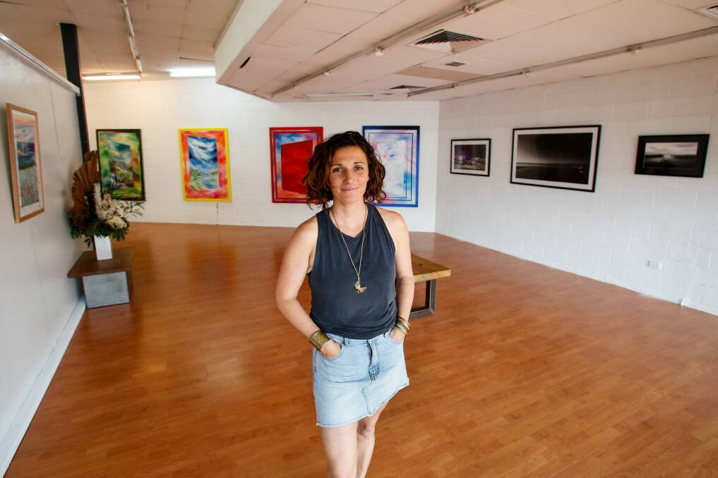 Judith Russo in her new gallery Artspace 2515, which is featuring 25 local artists over 15 weeks in a bid to help them reconnect with their audiences and gain recognition following the COVID-19 shut down. Picture: Anna Warr
