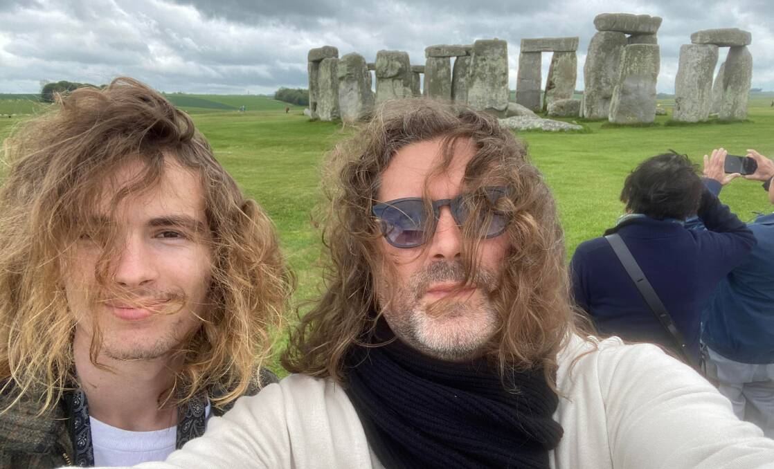  FATHER AND SON: Aodhan with dad Glenn Whitehall at Stonehenge. Picture: Supplied