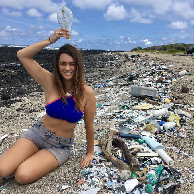 CRUSADER: Model Laura Wells is passionate about looking after the planet so it remains a healthy place to live. 'You find items washed up, literally, from all over the world. Plastic in this quantity can wash up anywhere. Ive seen it like this [in Hawaii] in Wollongong and Cronulla, just with smaller pieces and not as many large ones,' she says. Picture: Supplied