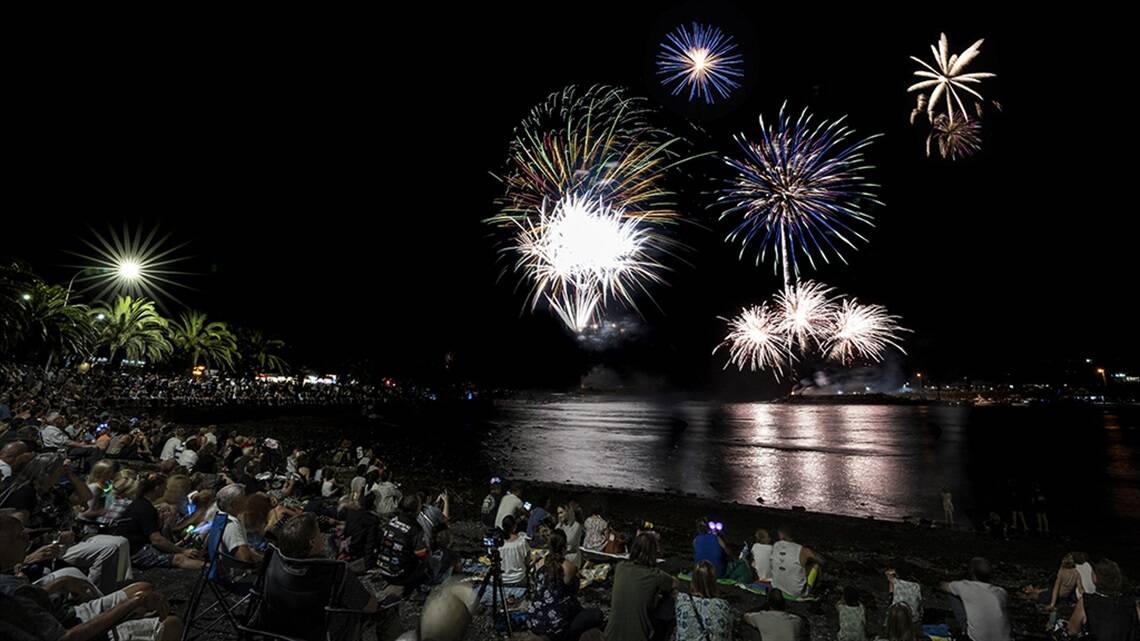 Fireworks explode over Kiama Harbour during New Years Eve celebrations in 2022. Picture by Peter Izzard, supplied by Kiama Council