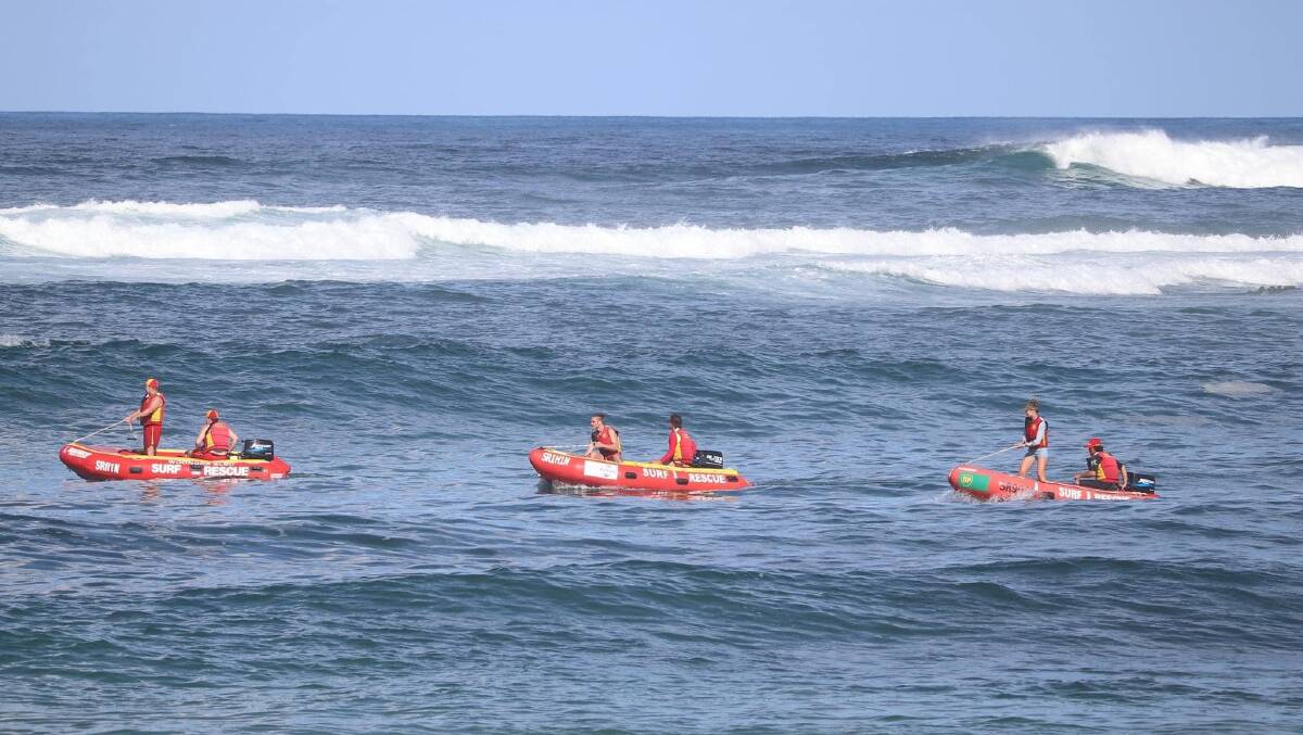 Surf Life Saving crews on a search on Monday at Bellambi. Picture: Surf Life Saving Illawarra