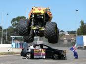 BIG FEAT: Clive Featherby driving his Outback Thunda monster truck on Wednesday. Picture: Sylvia Liber