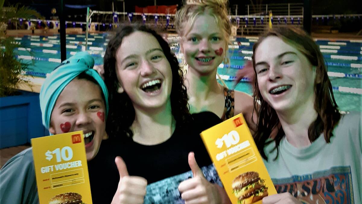 Members of Warilla High School SRC celebrating the success of the MS MegaSwim at Wollongong UniActive pool at the weekend. Picture: Supplied