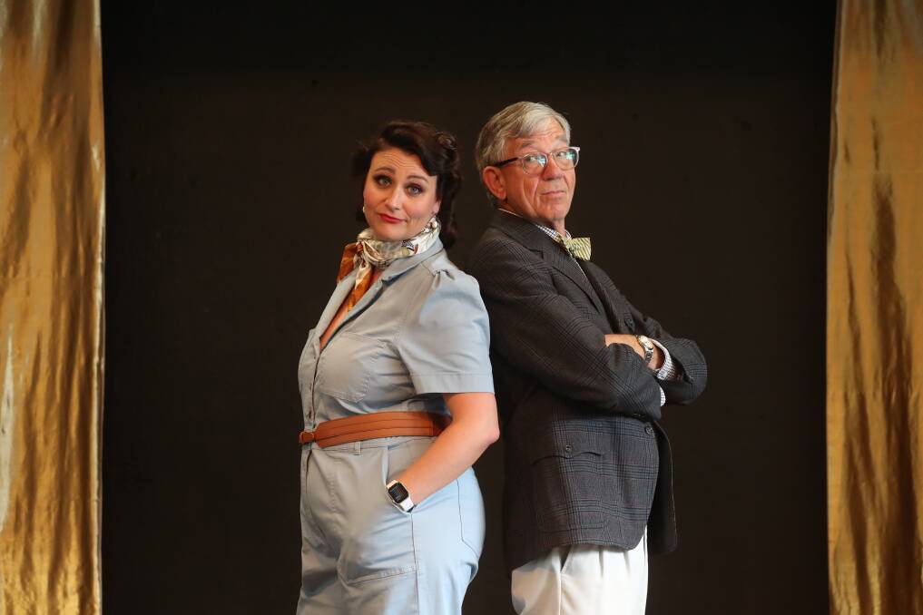 Emma Reid as Dr Gail Friday and Eric Alexander as The Narrator, part of the cast of pantomime: Montana Smith and the Raiders of the Lost Land on at the Stanwell Park CWA Hall in December. Picture by Robert Peet.