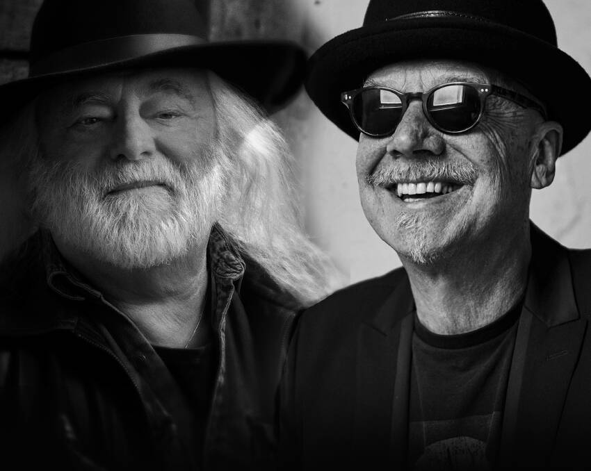 Australian music icons Brian Cadd and Russell Morris are on tour and heading to Wollongong CBD for dinner and a show. Picture: Supplied