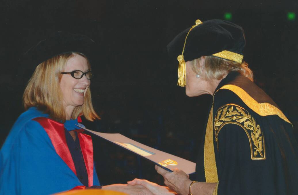 Anne Howell obtaining her PhD in Creative Writing from the University of Wollongong in 2013. Picture supplied.