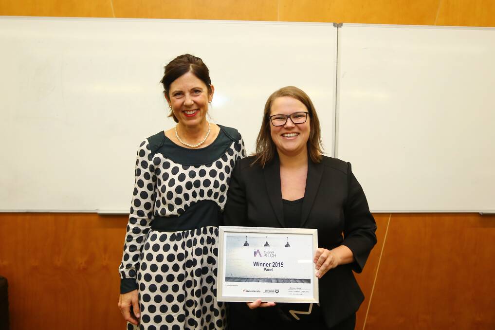 WINNING IDEA: iAccelerate CEO Elizabeth Eastland with Pitch winner Leanne Connelly from Me3D. Picture: Supplied