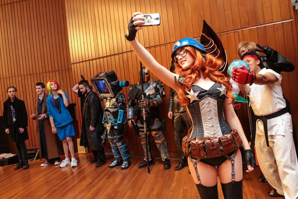FLASHBACK: Eve Beauregard taking a selfie in Wollongong Town Hall during Comic Gong's cosplay competition in 2014. Picture: Adam McLean