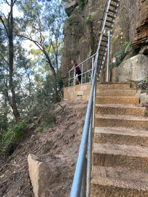Paul Cullen taking in the view from the top of renovated stairs on the Sublime Point walking track. Picture: Rob Taylor