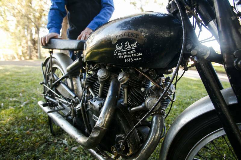 The 1951 Vincent Black Lightning motorcycle. The bike was delivered to Australia and set land speed records of 141.5 mph in 1953 (228kph) and won many races. Picture: Anna Warr