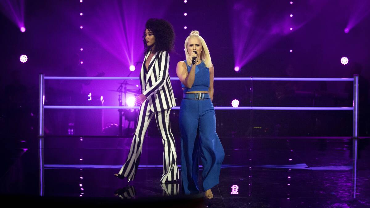 Fasika Ayallew, 19, and Gemma Lyon, 27, during a battle round singing ‘Remember Me’ by Jennifer Hudson. Picture: Supplied