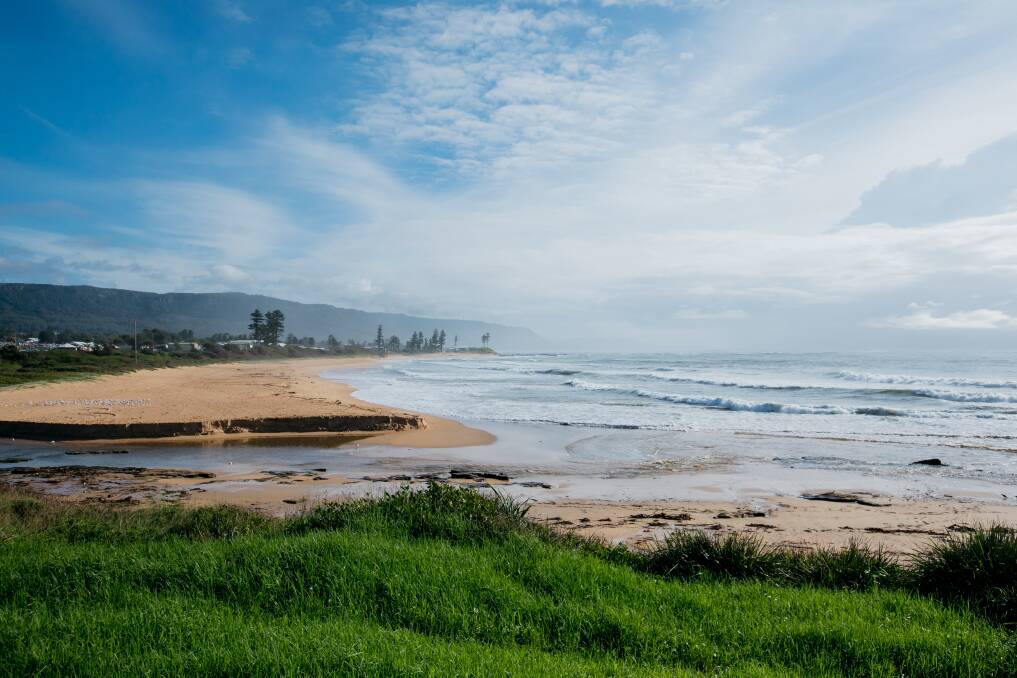 Collins Creek at Woonona on Sunday. Stormwater runoff from the creeks onto the beaches after heavy rainfall in the Illawarra has deemed many risky for swimmers due to pollution. Picture: Wesley Lonergan