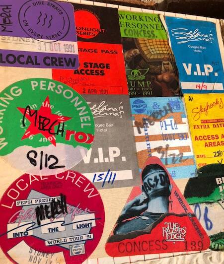 Sharon has kept all her backstage passes - at least 500 of them. 'I'm running out of room in the garage .. but I'd never throw them out,' she says. Picture: Supplied