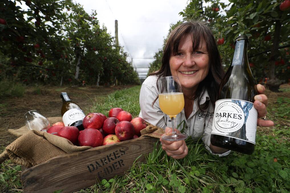 OLD TRADITION: Jo-Anne Fahey with the new Heritage Cider, made similar to wine, and produced from her Glenbernie Orchard at Darkes Forest. Picture: Robert Peet