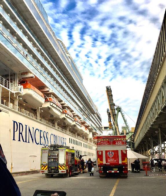FRNSW provided assistance to help decontamination procedures when the COVID-19 laden Ruby Princes docked at Port Kembla in April 2020. Picture: Supplied