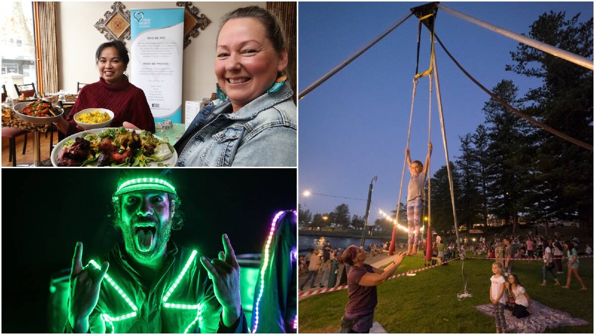 Plenty of family friendly things on this week like the Ignite Kiama festival with glow dancers and children's entertainment and a "pay-as-you-feel" dinner to help the disadvantaged. Pictures: ACM and Destination Kiama