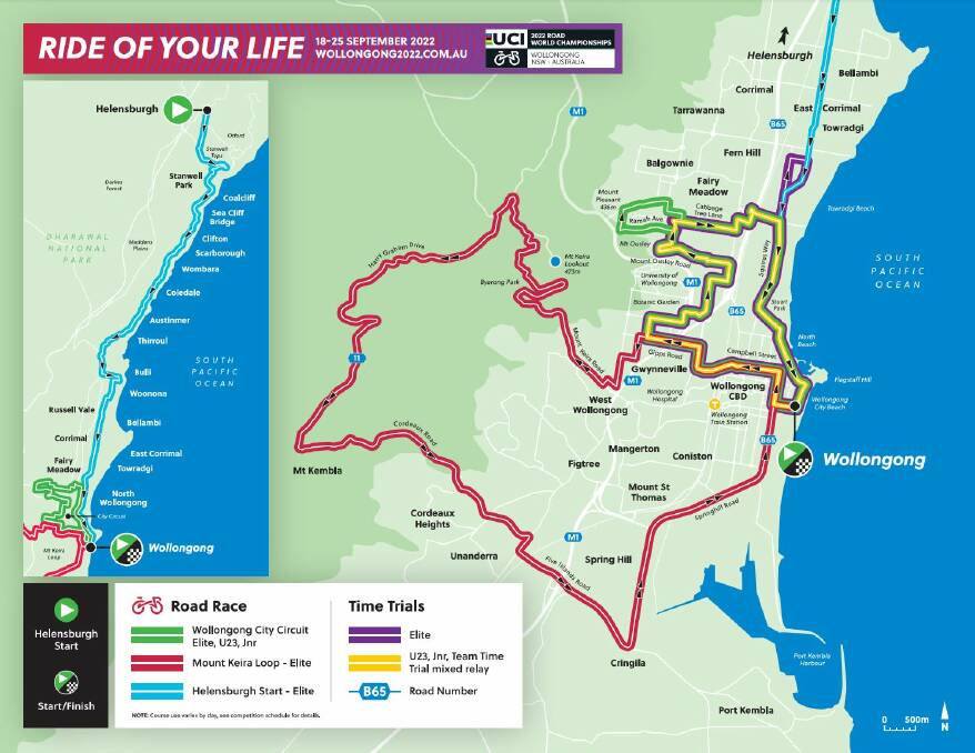 The UCI World Road Championships Wollongong 2022 official map