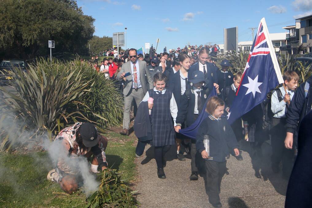 Shellharbour City Council Reconciliation Flag Walk on Monday. Picture by Sylvia Liber.