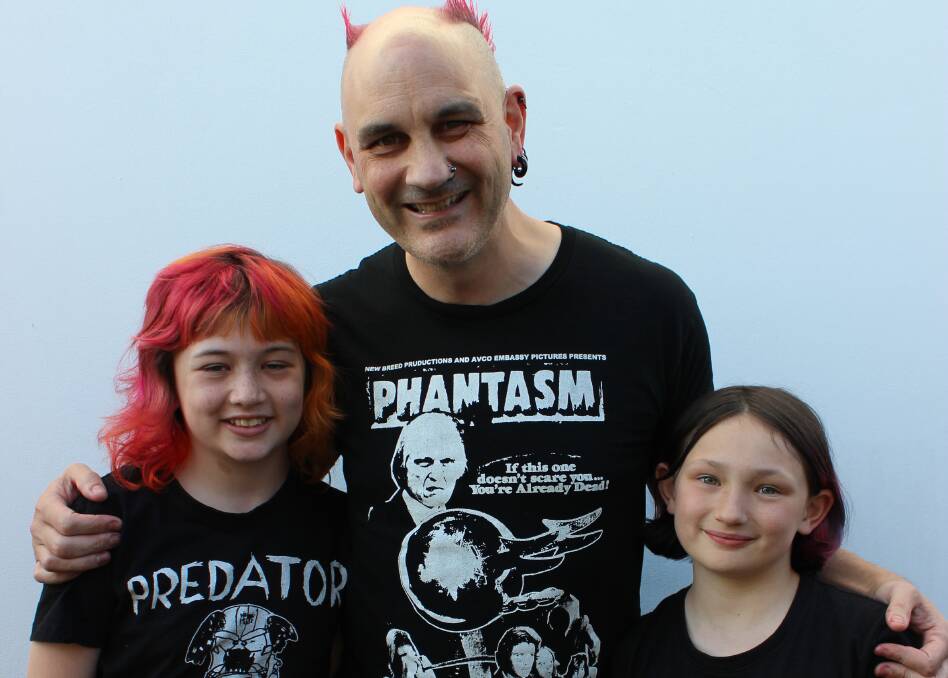 Alex Boniwell with his two daughters Lilith (left) and Eris (right). Picture: Supplied