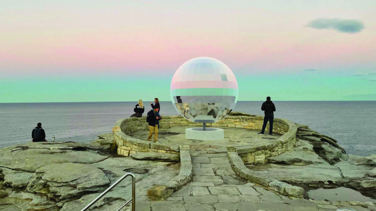 Artist impression of "Lens" which will be part of the 2022 Sculpture By The Sea exhibition in Bondi. Image by artist Joel Adler.