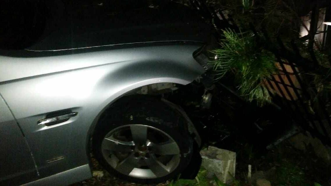 A witness captures when a silver Holden ute crashed through the fence of a Shellharbour aged care facility, late Monday night. Picture: Supplied