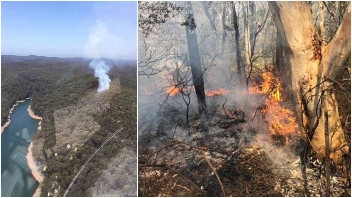 Firefighters used a winch to help fight a bushfire at Avon Dam, west of Wongawilli Colliery and north of Summit Tank in the Sydney Catchment Area. Picture: NSW RFS Illawarra District