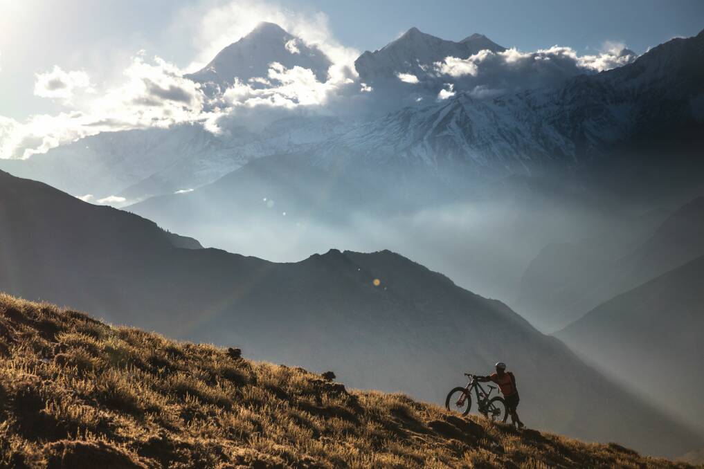 A scene from RJ Ripper - a mountain bikie in Nepal.