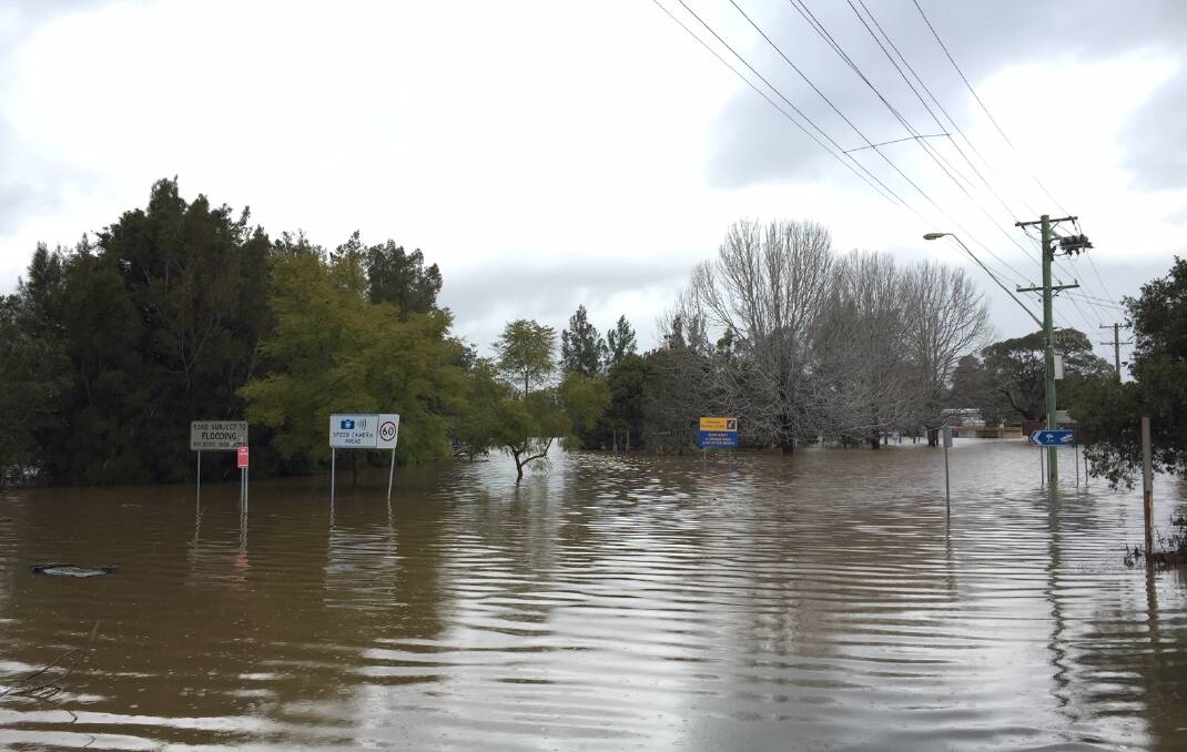 Meroo Street in Bomaderry on Monday morning. Picture: Sylvia Liber
