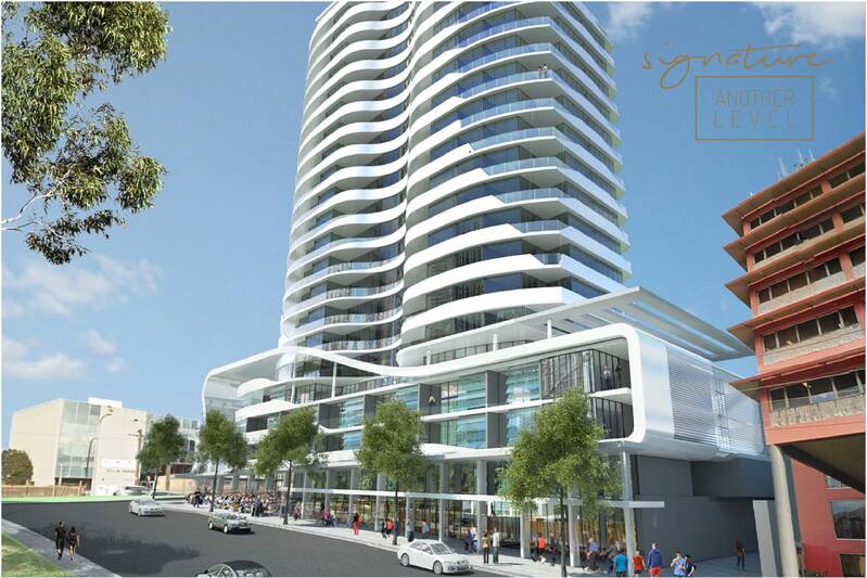 The recently completed 'Signature' high-rise building on the corner of Regent and Rawson Streets in Wollongong. Picture: Artist Impression