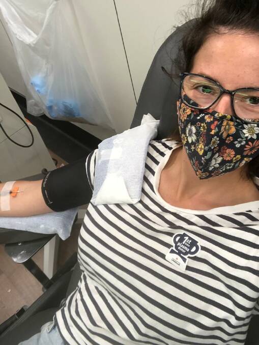 Sarah Hill of Woonona donated plasma for the first time recently. Picture: Supplied