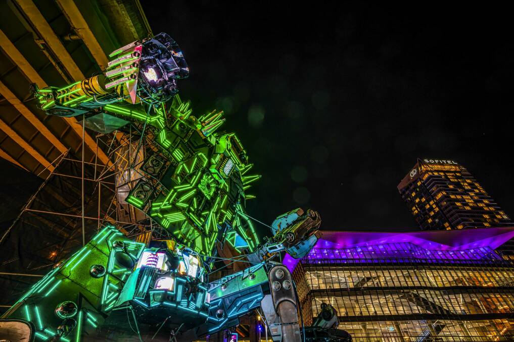MECHATRONIC: Illawarra-based XYZ Dimensions and the Bad Idea Factory created the Robot SPACELand for Vivid Sydney: Light, Music and Ideas Festival - which sits on and around Darling Harbour. Picture: Supplied