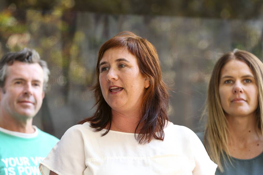 FOR BETTER TRANSPORT: Greens councillor Mithra Cox (centre) will lead the Greens team as lord mayoral candidate. Picture: Anna Warr