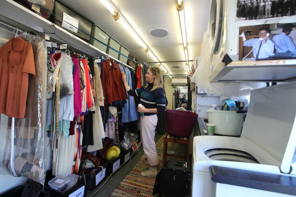 ON SET: Inside the travelling wardrobe trailer for Princess Pictures' production of Last Days of the Space Age. Their last day filming in Thirroul was on Wednesday. Picture: Sylvia Liber