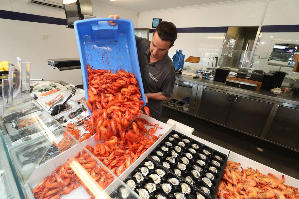 Lobster sales might be down by Grant Logue of Harley and Johns Seafood says people are still keen to buy for special occaisions like Christmas, with prawns and oysters the popular choice in 2023. Picture by Robert Peet