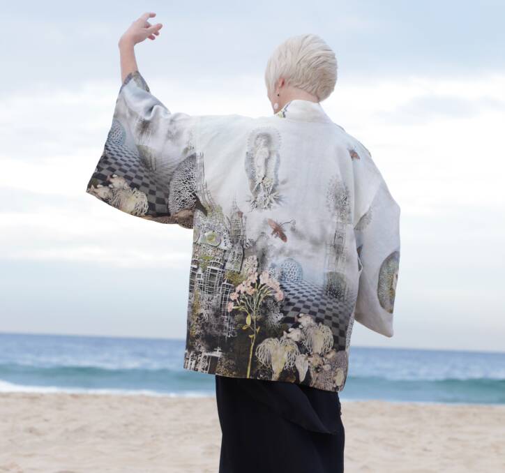 ARTY: A new artisan boutique in Thirroul will only feature items made from natural materials, like Jacqueline Cavallaro’s Kimono, modelled by Jackie. Picture: Supplied