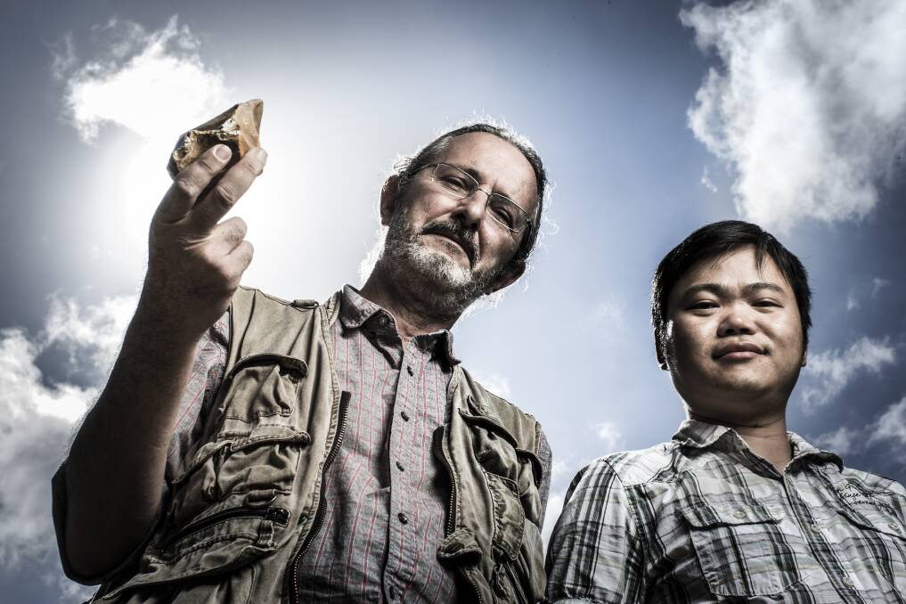Key researchers Dr Gerrit van den Bergh and Dr Bo Li from the UOW Centre for Archaeological Science. Picture: Paul Jones